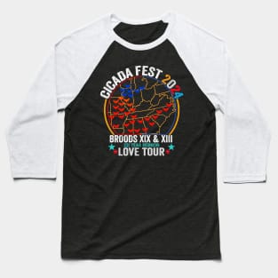 Vintage Cicada Fest Brood 2024 Tsunami Phenomenon Brood XIX Brood XIII Year Of The Cicada 2024 ussa flag Baseball T-Shirt